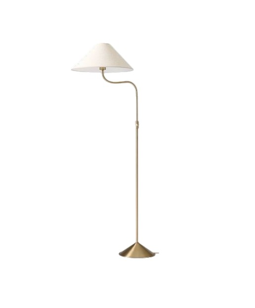 Champagne bronze curved floor lamp with off white shade traditional home decor
