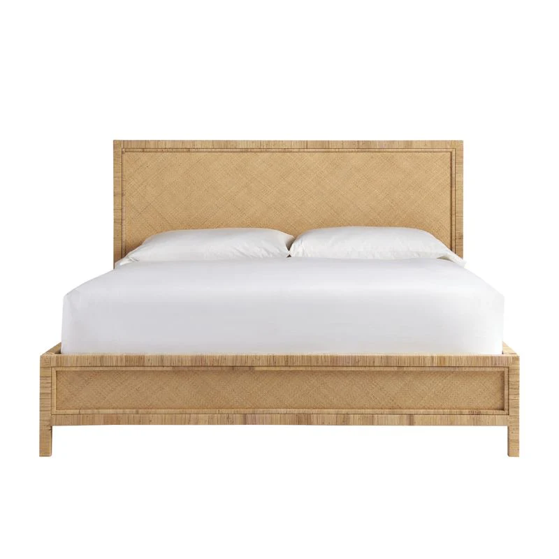 Rattan and raffia coastal bed traditional home furniture
