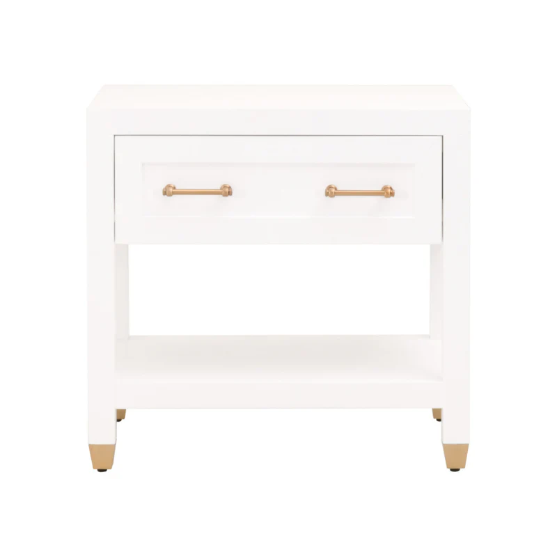 white nightstand with gold accents traditional coastal decor