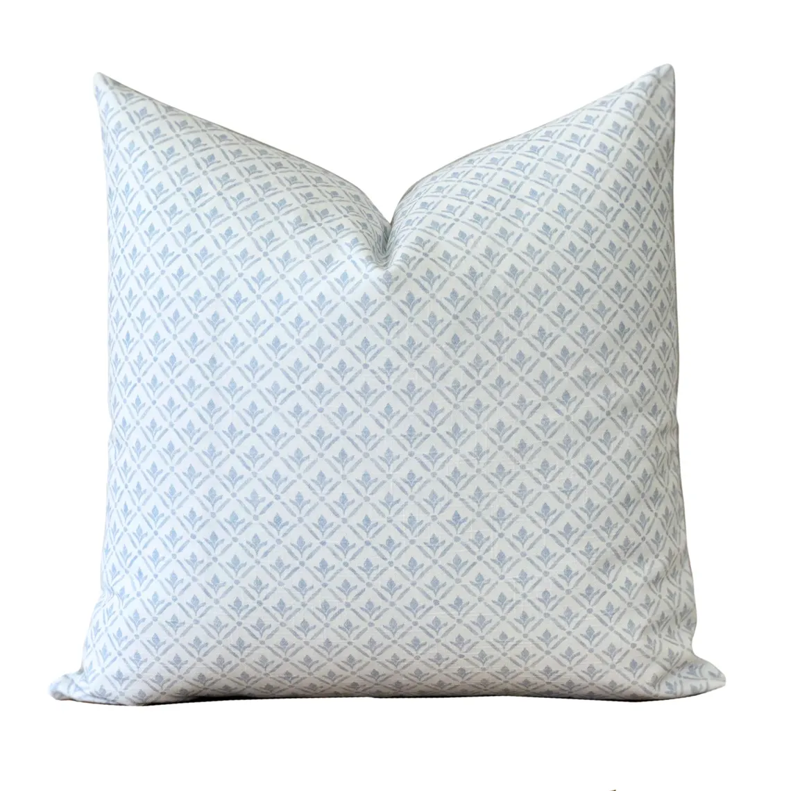 Light blue botanical block print throw pillow