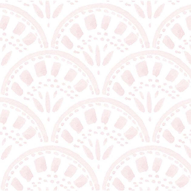 Pink scallop wallpaper kids bedroom traditional coastal home decor