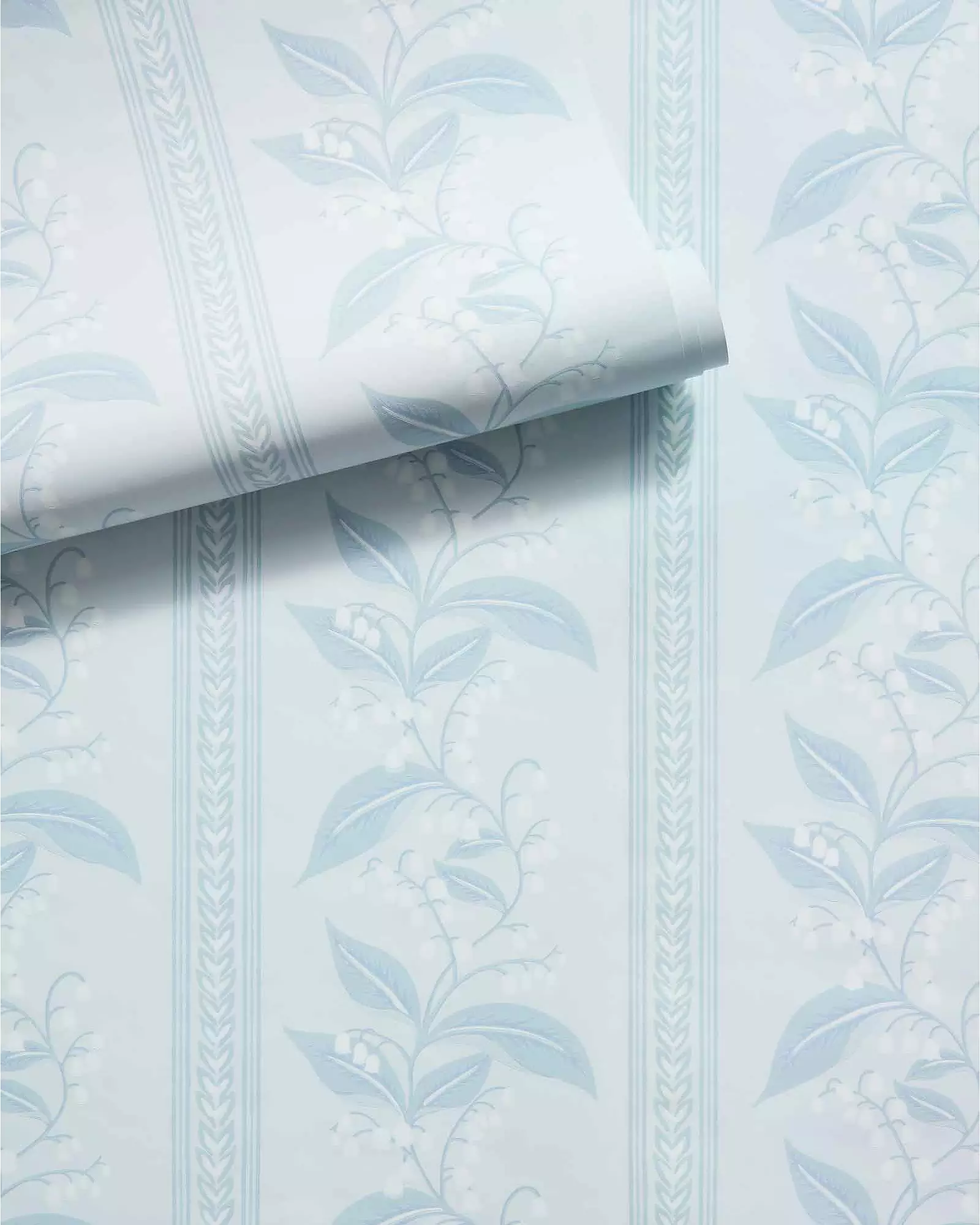 Sky blue lily of the valley wallpaper traditional coastal home decor