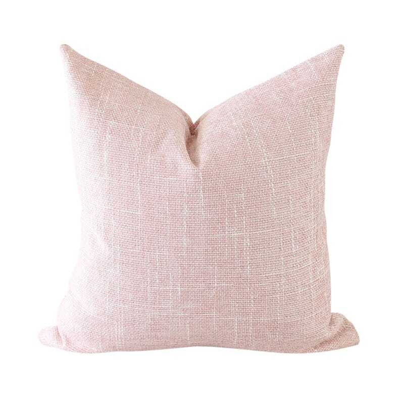Soft pink woven throw pillow traditional home decor girls bedroom