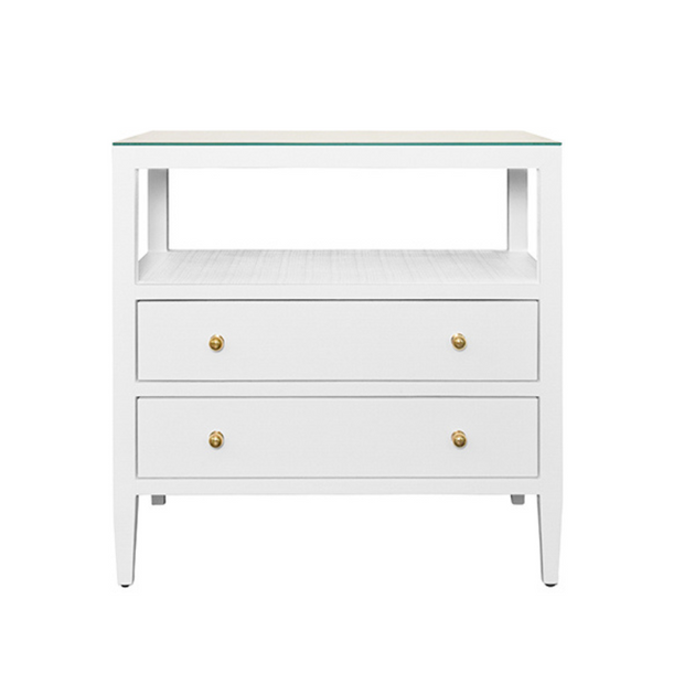 White open 2 drawer nightstand traditional coastal home decor